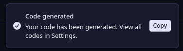 Code generated notification