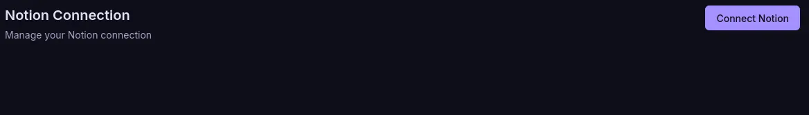 Connect Notion Settings