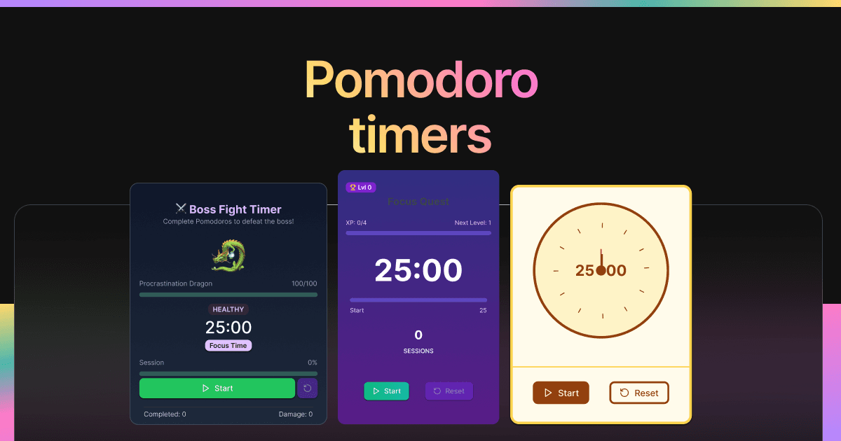 Pomodoro Timers editor preview
