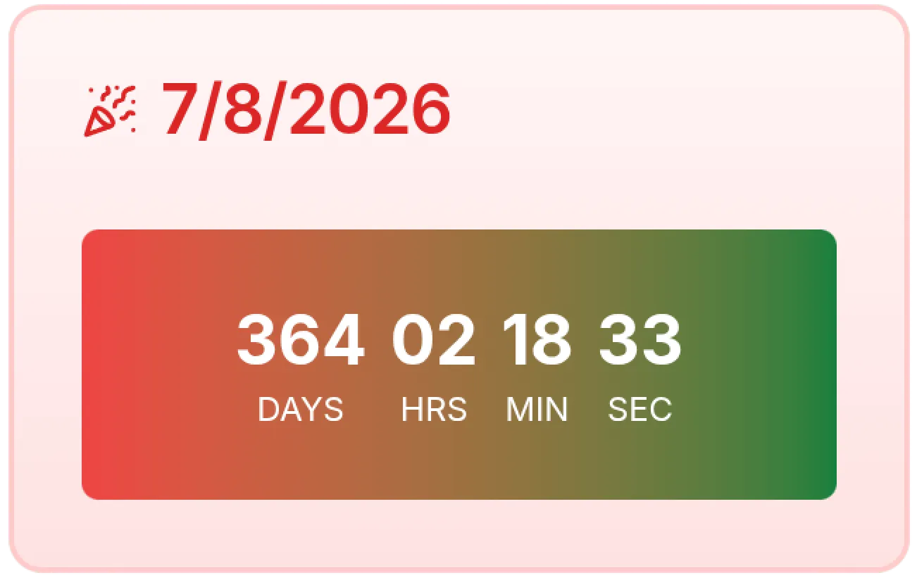 Holiday Countdown Timer Notion Widget