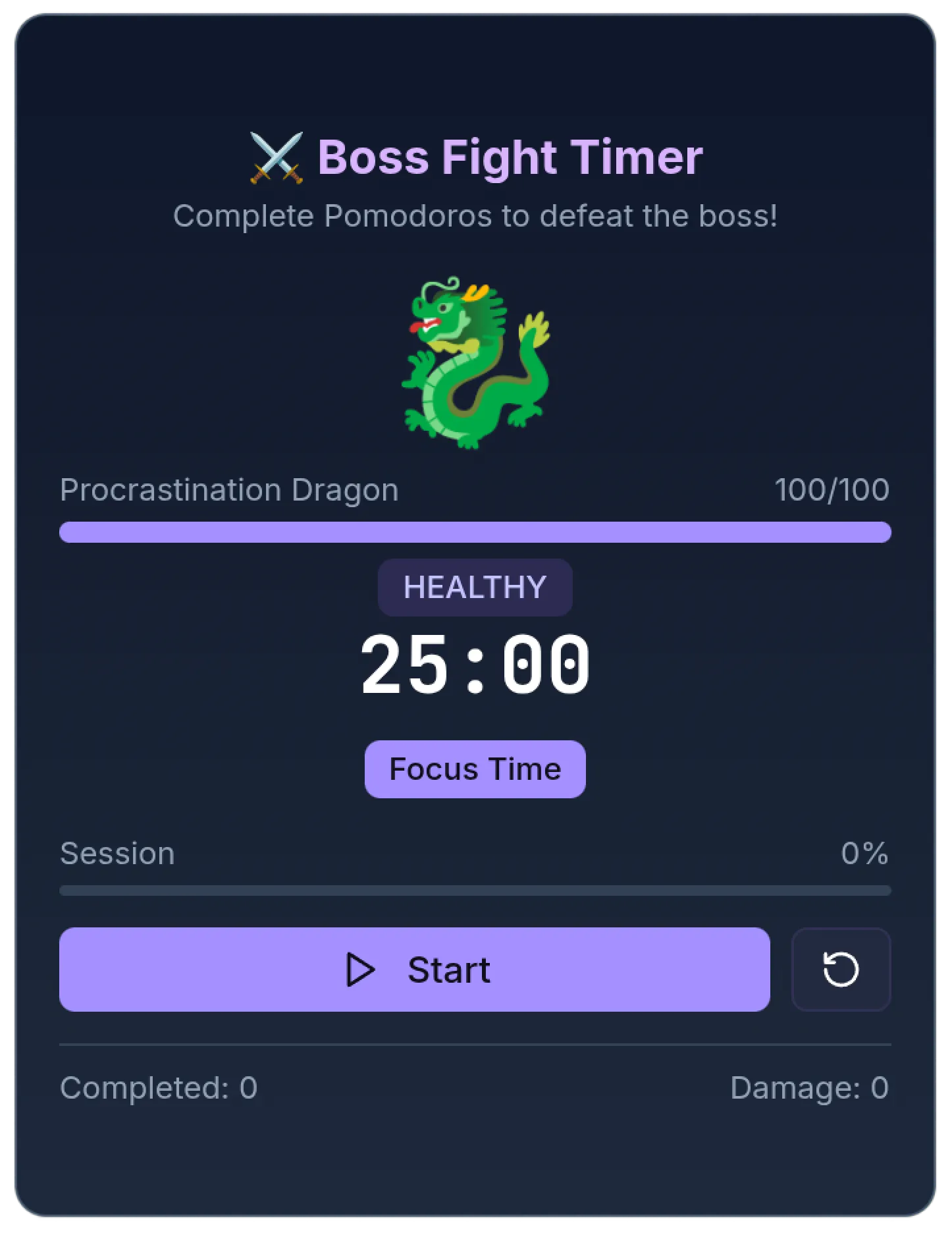 Boss Pomodoro Timer Notion Widget