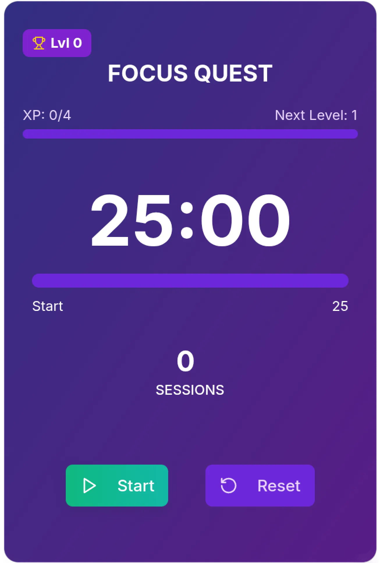 Gamified Pomodoro Timer Notion Widget