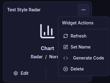Widget actions menu