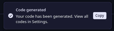 Code generated notification