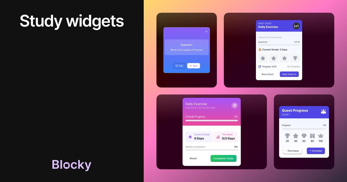 Study Tools widget preview