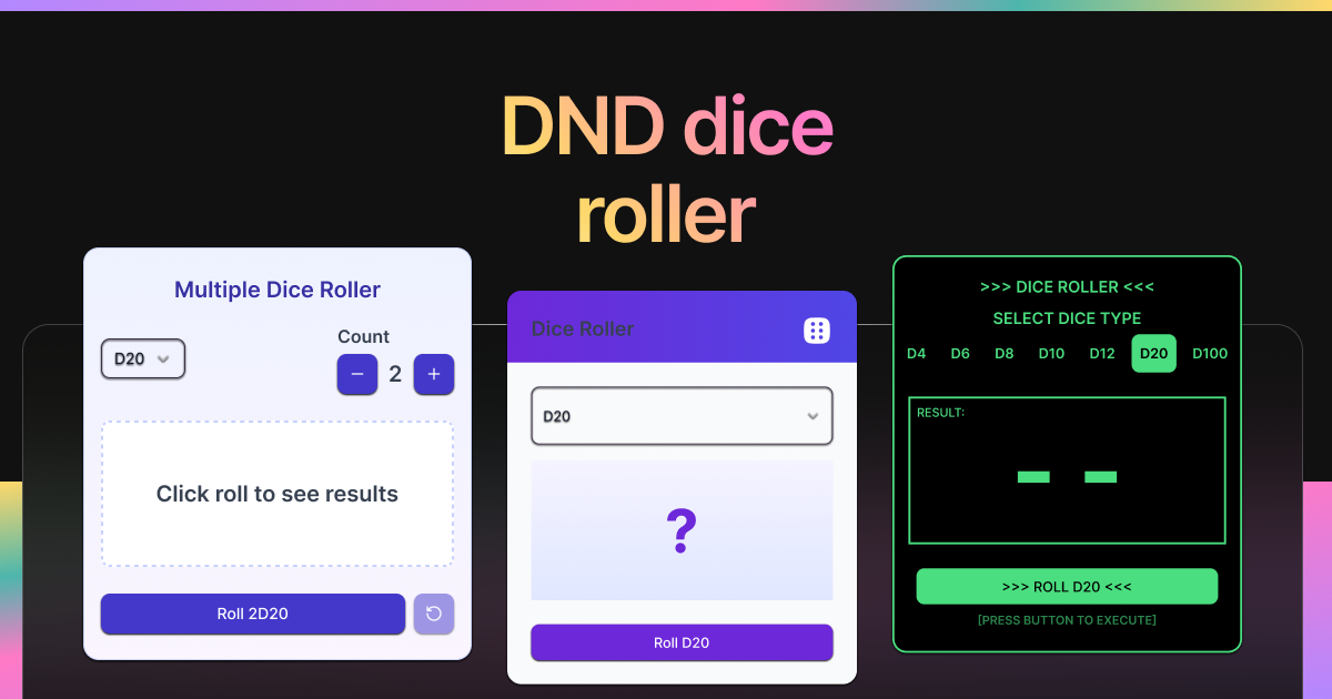 DND Dice Roller widget preview