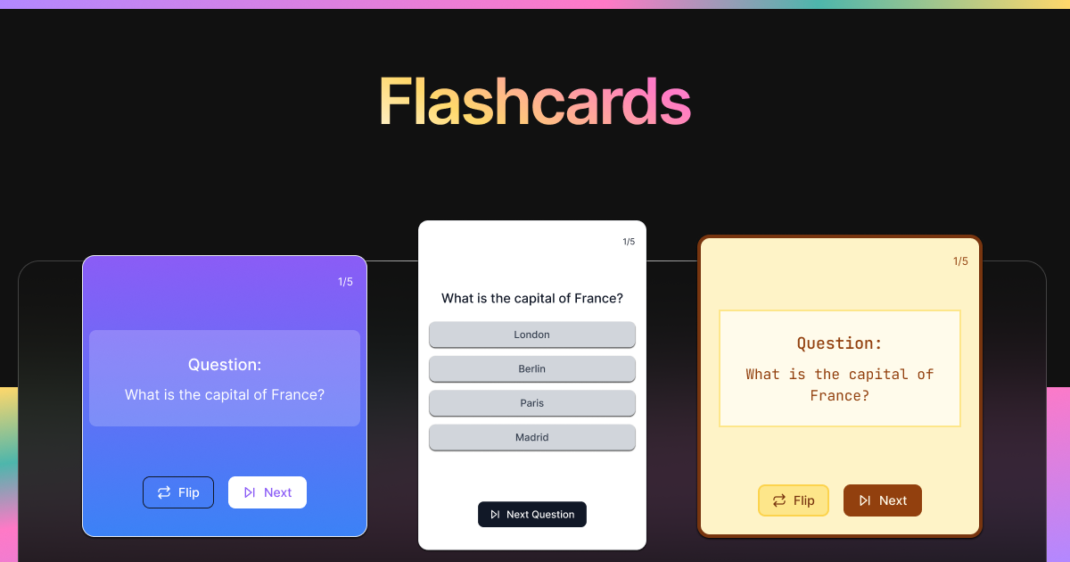 Flashcards type cover