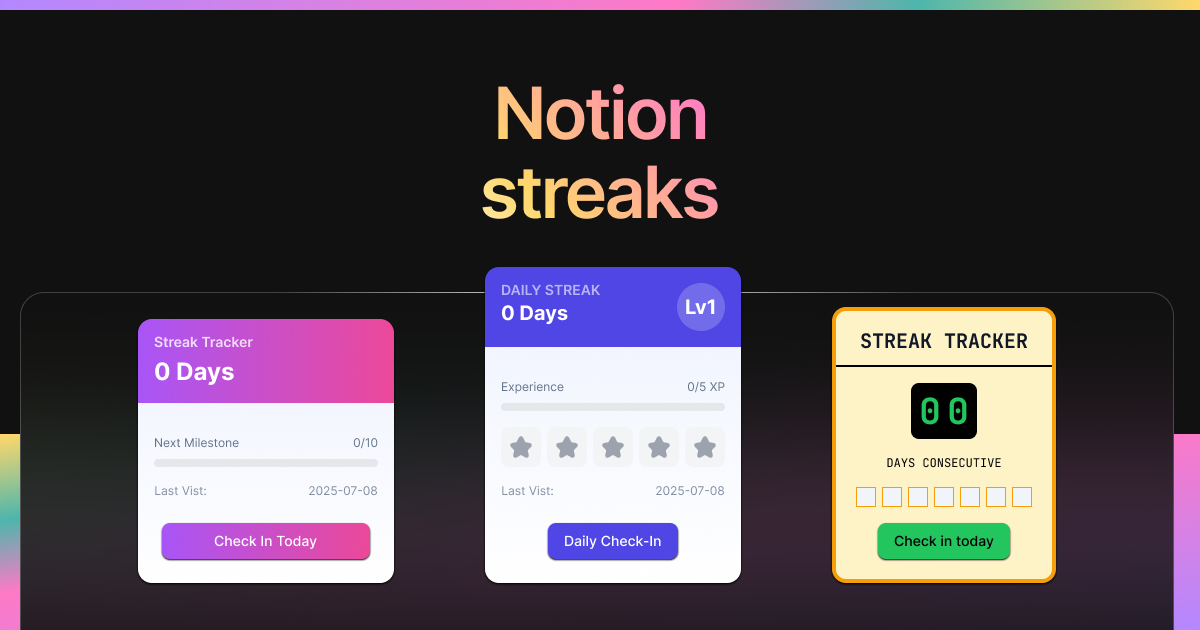 Notion Streaks widget preview
