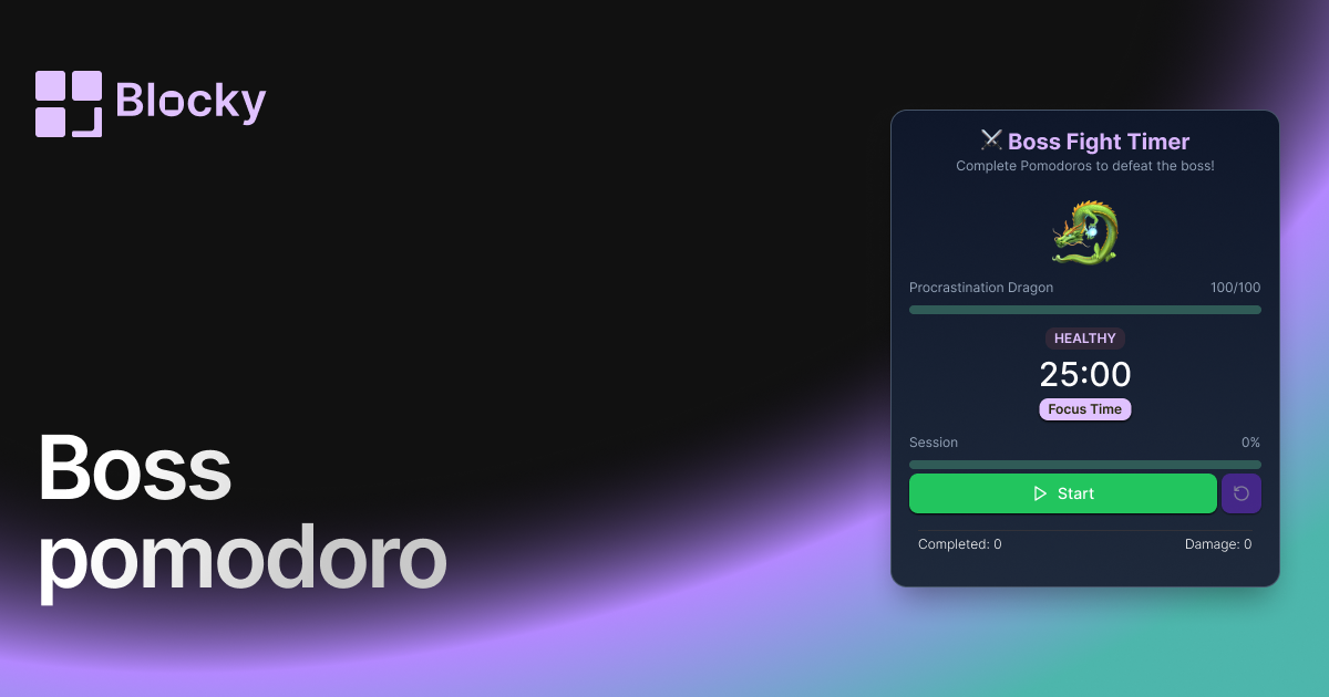 Boss Pomodoro widget preview