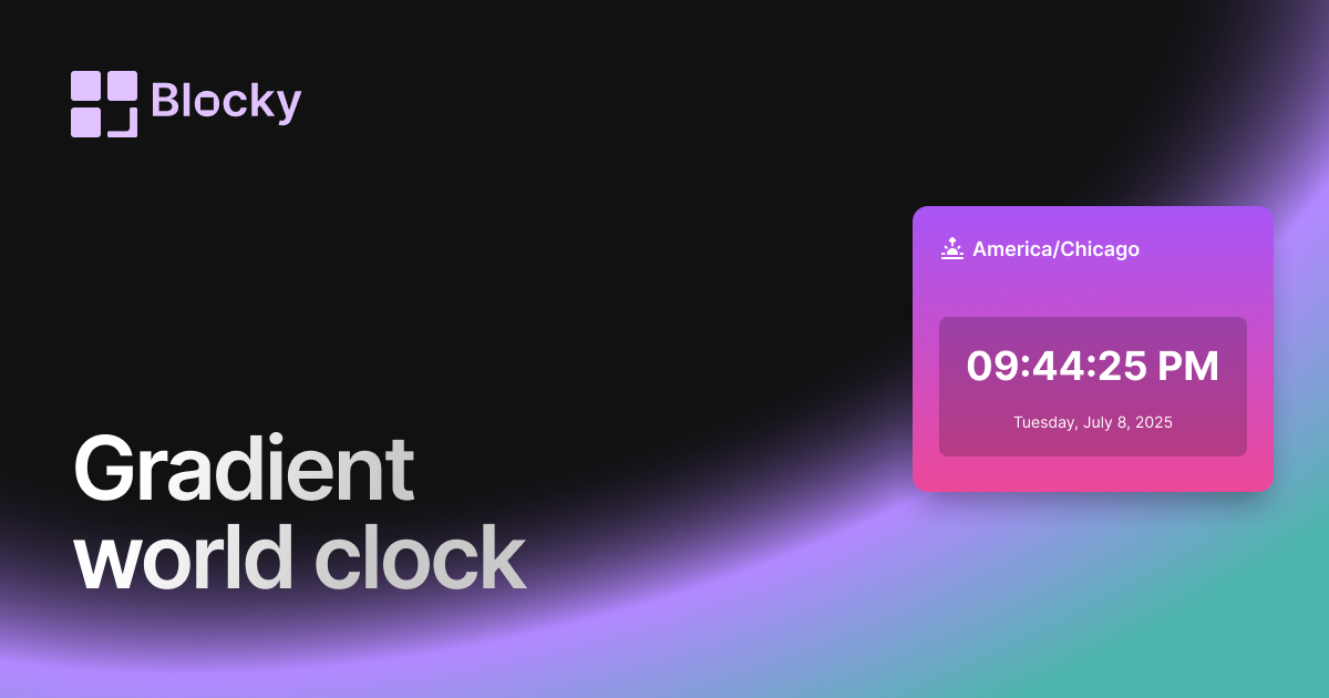 Gradient World Clock for Notion – Widget Editor