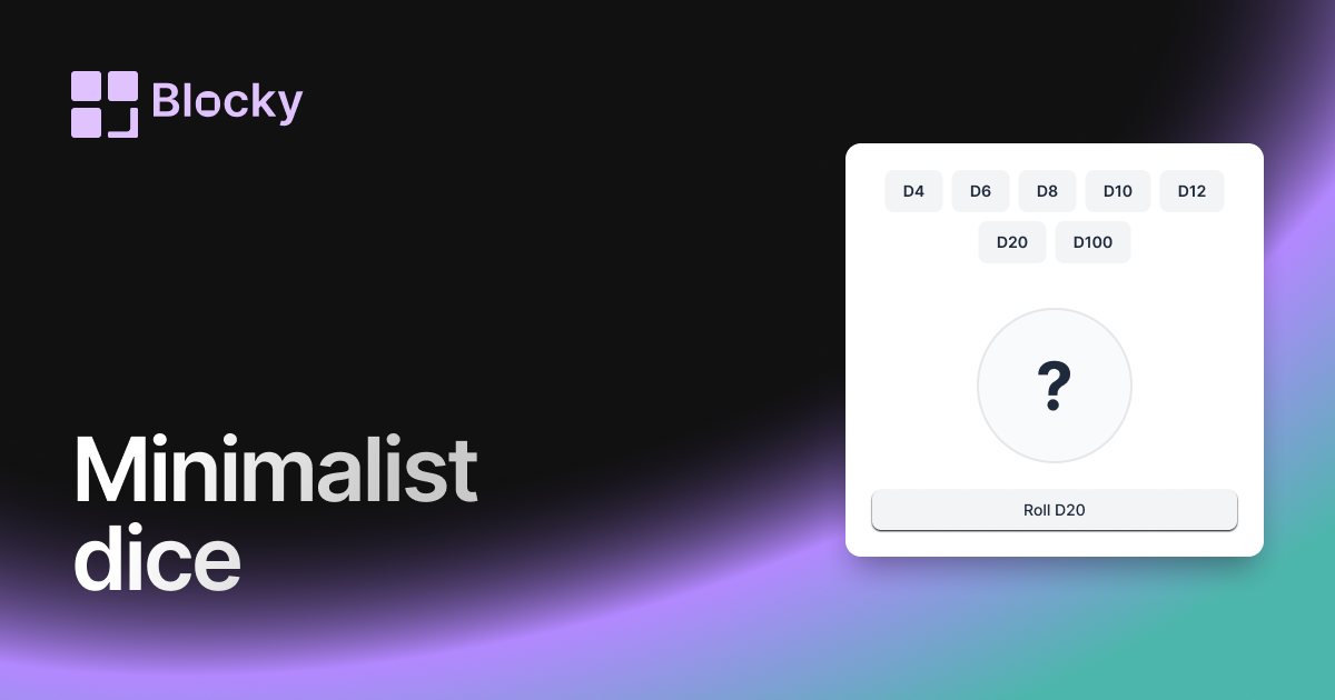 Minimalist Dice Roller widget preview