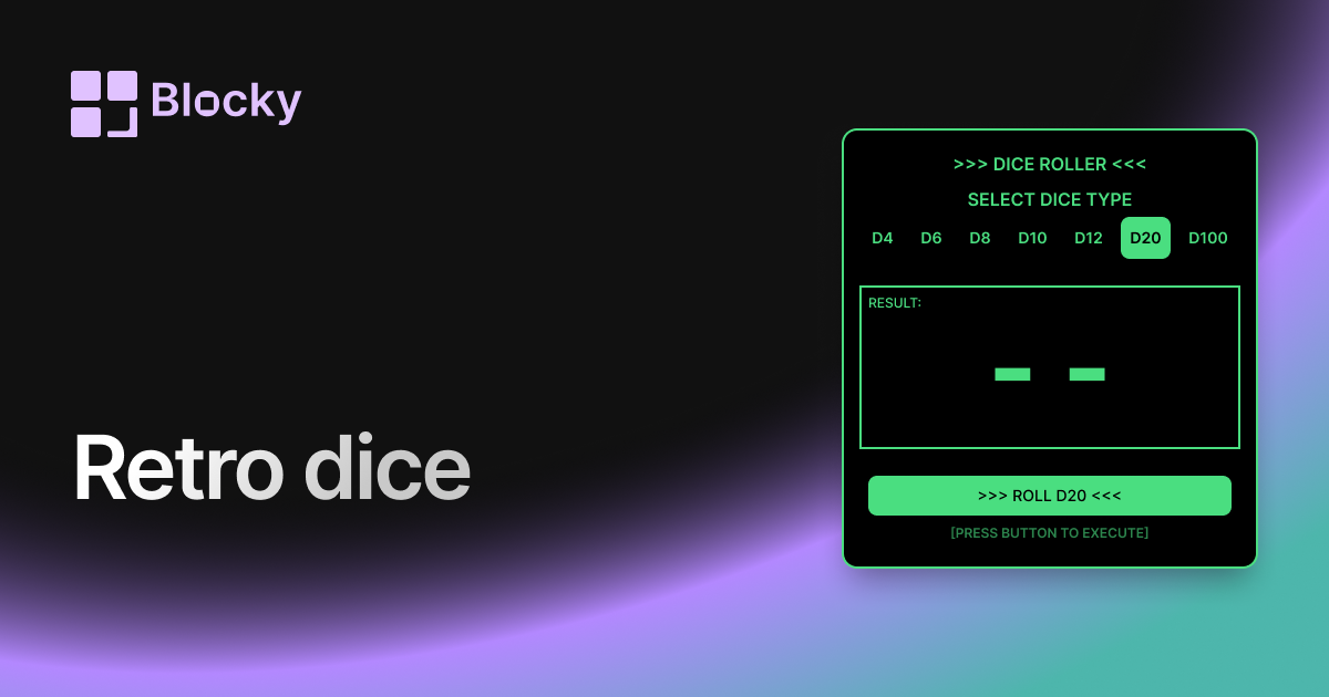 Retro Dice Roller widget preview