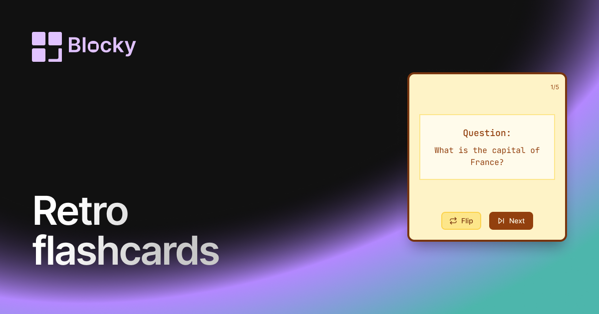Retro Flashcards widget preview